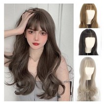 2023 긴머리 웨이브 통가발 롱 자연스러운 전체 롱 가발 5칼라, 라이트브라운