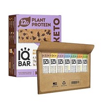 IQBAR Brain and Body 케토 단백질 바 7개 러 12카운트 아몬드 버터 칩 에너지 저탄수화물 고섬유 비건 저당 식사 대용