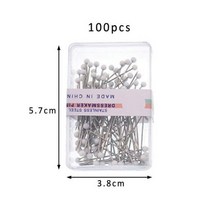 스테인레스 스틸 스트레이트 웨딩 부케 핀 100 개 유리 볼 헤드 패브릭 바느질 퀼트 DIY 공예, [02] WHITE