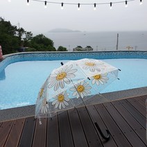 쥬아쥬아 바로배송 유아동 데이지 꽃 우산 데이지 우산 투명우산 유아 아동 여아 남아 공용 귀여운 돔 비 컬러호루라기포함발송