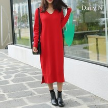 데일리앤 브이넥 겨울 니트 원피스 쥬이드