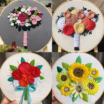 프롬빈스 프랑스자수 패키지 세트 십자수 DIY 키트 82종, 77.플라워불독