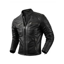 라이더 가죽자켓 COPERSIAN 남성용 천연 가죽 자켓 100% 탑 레이어 소 빈티지 스탠드 칼라 파일럿 쇼트 정, 01 black