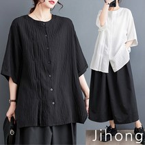 지홍 여름 루즈핏 블라우스 빅사이즈 오버핏