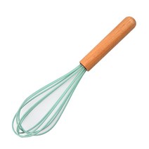 베이킹거장 실리콘 수동 거품기 목질 손잡이 23.5cm, 1개, 민트그린