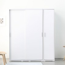 사사가구 빅 1600 슬라이딩 옷장 행거형+도어장, 화이트