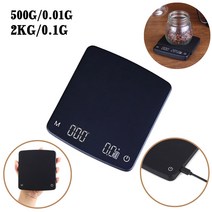 톤백저울 2kg0.1g 블랙 미러 에스프레소 머신 미니 커피 스케일 타이머 핸드 브루 커피 주방 스케일 led 디스플레이 500g0.01g, 2kg 0.1g, 2KG  0.1G