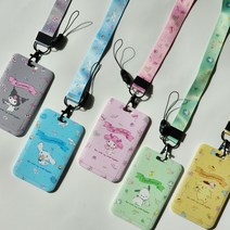 귀여운 캐릭터 교통카드 산리오 카드 목걸이 스트랩 지갑 학생 티머니목걸이 케이스 초등학생 교통카드 케이스 단체선물 사원증 목걸이 포카홀더, 마이멜로디(분홍)