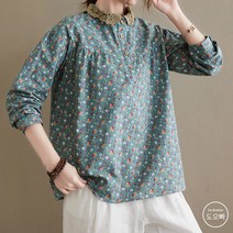 도오빠 여성 긴팔 티셔츠 꽃무늬 카라티 라운드넥 긴팔티 무지 여자긴팔티