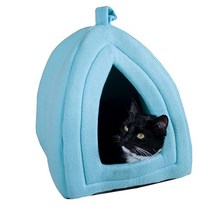 PETMAKER 피라미드 캣 베드 실내 반려묘용 집 탈착식 폼 반려묘 침대 포함 새끼 고양이 및 소형견용 (라이트 블루) 3546511402, Light Blue