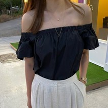 밴딩 오프숄더 탑 프릴 셔링 블라우스 셔츠