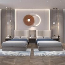 부부 트윈 침대 신혼 퀸 펜션호텔 가구표실 풀룸 호텔 객실 맞춤형 심플 현대아파트, 05 1.5m 침대 + 침대 쿠션 + 매트리