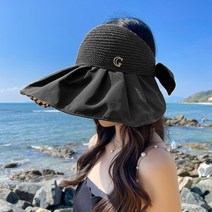 바캉스 여름 여성 버킷햇 벙거지 챙넓은 밀짚 린넨 비치 믈놀이 왕골 라피아 모자