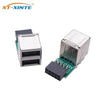 XT-XINTE 4 핀 USB 커넥터 마더 보드 9 여성 포트 2 USB2.0 변환기 9P 2.0 확장, 02 2pcs