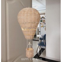 아이방꾸미기 아이방인테리어 손으로 짠 실제 등나무 열기구 어린이 방 디스플레이 홈 장식, 짜여진 등나무 열기구 + 문자열 조명