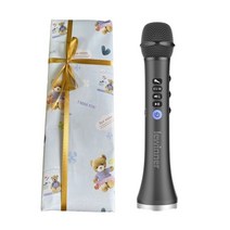 마이크 Lewinner L-698 무선 가라오케 마이크 블루투스 스피커 2-in-1 핸드 헬드 노래 녹음 iOSAndroi 용 휴대용 KTV 플레이어, 협력사, 검은색, 선물 포장