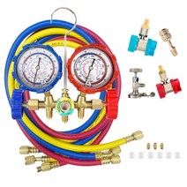 냉매 매니폴드 게이지 에어컨 냉동 세트 에어컨 도구 세트 R12 R22 R404A R134A 1.4M 호스 r134a, 01=KIT 1 as picture