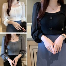 흰색블라우스 블라우스맛집 스퀘어넥 커리어우먼 쉬폰 니트 봄 하객 출근룩 홈쇼핑
