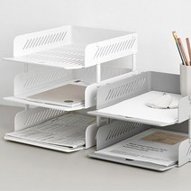 깔끔한 화이트 서류꽂이함 4종 파일철 파일꽂이 데스크테리어 회사책상꾸미기 사무실꿀템, 2단 시스템트레이