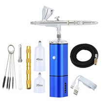 듀얼 액션 건 무선 에어 브러시 압축기 배터리 교체 가능 미니 이발사 메이크업, [08] C