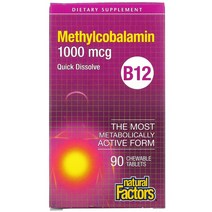 내추럴 팩터스 B12 메틸코발라민 1 000mcg 츄어블 90정, 1000 mcg, 180 개