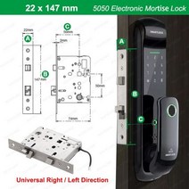 RAYKUBE 투야 와이파이 스마트 도어락 FM08 TT 잠금 지문 자동 전자 생체 측정 홈용 디지털, TT Lock Version, 22x147mm