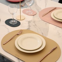 인부티크 방수 가죽 식탁 테이블 매트 컵받침 세트 12종, 베이지