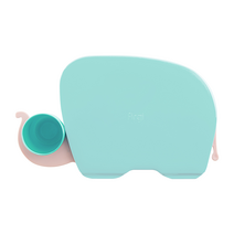 퍼기 유아 코끼리식판, 파스텔 민트, 식판 트레이 + 뚜껑 + 컵