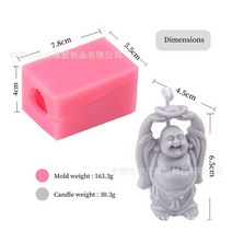 불상 led 미니 LED 부처상 불교용품 새로운 부처님 동상 인간의 신체 실리콘 양초 금형 불교 비누 아로마, 01 Laughing Buddha-D