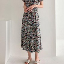 브이와이 여자 여름 클래식 카라 꽃무늬 롱 가디건 원피스