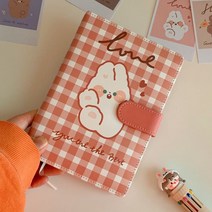 떨샵 다이어리 수첩 다꾸 다이어리꾸미기 6공다이어리 만년형, 체크프렌즈(레드)