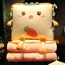 CNTCSM 쿠션 이불 양용 두꺼운 사무실 접이식 낮잠 베개 담요 투인원 소파 자동차 쿠션 차량용, 토스트 당근, 1개
