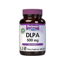 Bluebonnet Nutrition DLPA (DL 페닐알라닌 500 mg 프리폼 아미노산 신경계 건강에 도움 콩 및 글루텐 프리 논 GMO 코셔 비건 30회 분량 화이트