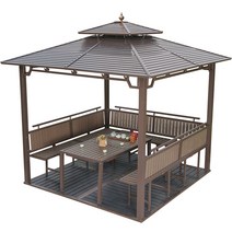 파고라 파빌리온 캐노피 정자 평상 방갈로 조립식, 2.5 X 2.5m 파빌리온 벤치3개 테이블