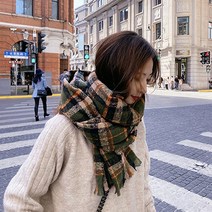 유럽풍 굵은 체크 트렌디 머플러 185x65cm (고급형)