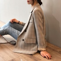 아이엠몽 여성 데일리 체크 패턴 프리미엄 캐주얼 정장 마이 출근룩 프잠