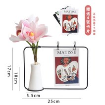 액자달기 데스크테리어 핸드폰사진인화 엽서 그림보관액자 캐리커쳐액자 프레임+화분+플라워데코, 블랙프레임+화분G