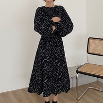 라라벨 여성용 도트 원피스 마롱 롱 니트 도트원피스 롱원피스 하객 하객룩