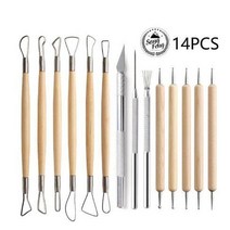 폴리머 클레이 DIY 도구 도자기 조각 키트 스무딩 왁스 세라믹 플라스틱 셰이퍼 모델링 금형, 22 14pcs set