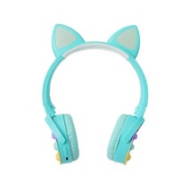 MINISO PS4 Xbox PC 휴대폰용 마이크가 있는 LED 조명 게이밍 헤드셋 3.5mm 고양이 헤드폰 소음 감소 오버이어 헤드폰 고양이 귀 포함 및 여성용 블루