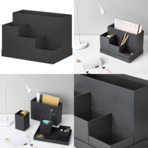 이케아 책상용품 TJENA 셰나 사무용품 정리대 블랙 18x17 cm