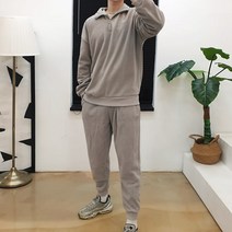 스토리원 남성 2pcs 플리스 트레이닝 세트 아노락 맨투맨 조거팬츠 바지 RKFM-SET06