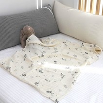 동광 스토리 Cotton 100% 3중 요루거즈 패턴 프린팅 블랭킷/낮잠이불, 미니체리 블랙