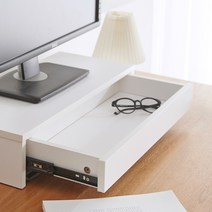 블루밍홈 탁상용 모니터선반 서랍형, 화이트
