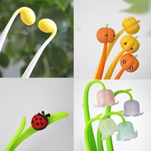 콩나물볼펜 중성 젤잉크 실리콘 예쁜 귀여운 필기구 디자인 판촉 선물 볼펜, 선택05 - 풀벌레(무당벌레)