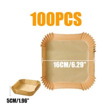 에어프라이어 미니오븐기50/100Pcs 에어 프라이어 일회용 종이 라이너 7.9/6.3 인치 스퀘어 비 스틱 베이킹, 06 16cm 100Pcs Square