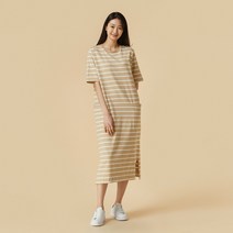 [JAJU/자주] 여 BETTER 코튼 올데이 반팔 원피스_다크 베이지