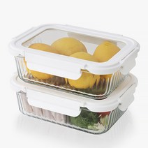 네오플램 글라스캡 내열유리 반찬통 밀폐용기 2p세트 1000ml, 1세트
