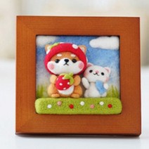 아트베니 DIY 니들 양모펠트 만들기, 액자형_딸기시바랑 고양이