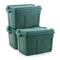 Rubbermaid ECOSense 뚜껑이 있는 보관 용기 55.7L(18갤런) - 6팩 차고 또는 가정 정리용 내구성 있고 재사용 가능한 쌓을 수 보관함 재활용 소재로 제작, 37 Gal (Pack of 3), Containers
